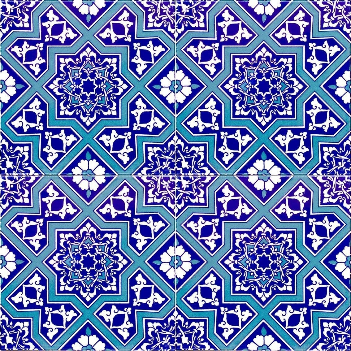 Armada Çini 20x20 Cm Ac 12 Selçuk Yıldız Geçme Desenli Çini Karo