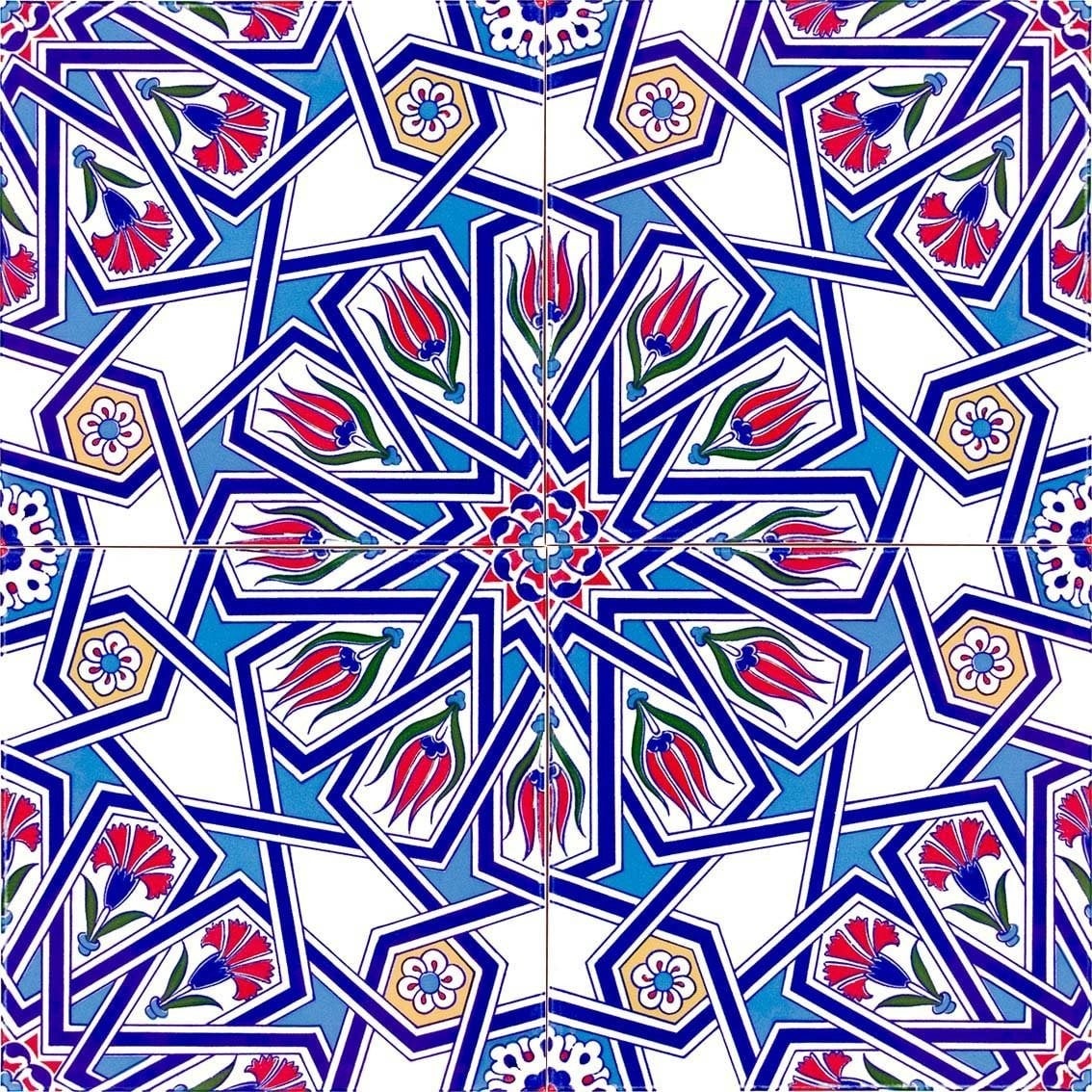 Armada Çini 20x20 Cm Ac 17 Geometrik Desenli Çini Seramik Karo