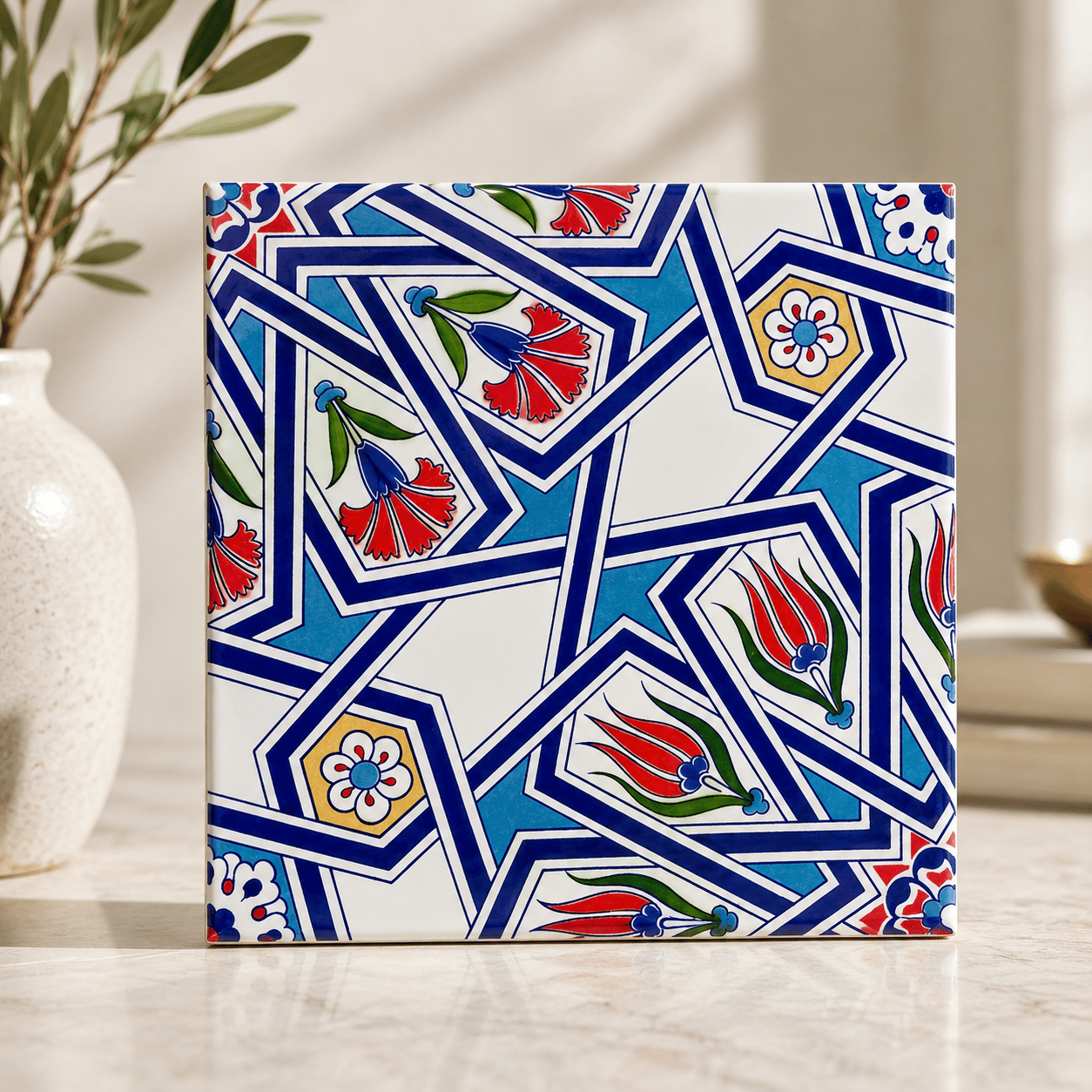 Armada Çini 20x20 Cm Ac 17 Geometrik Desenli Çini Seramik Karo