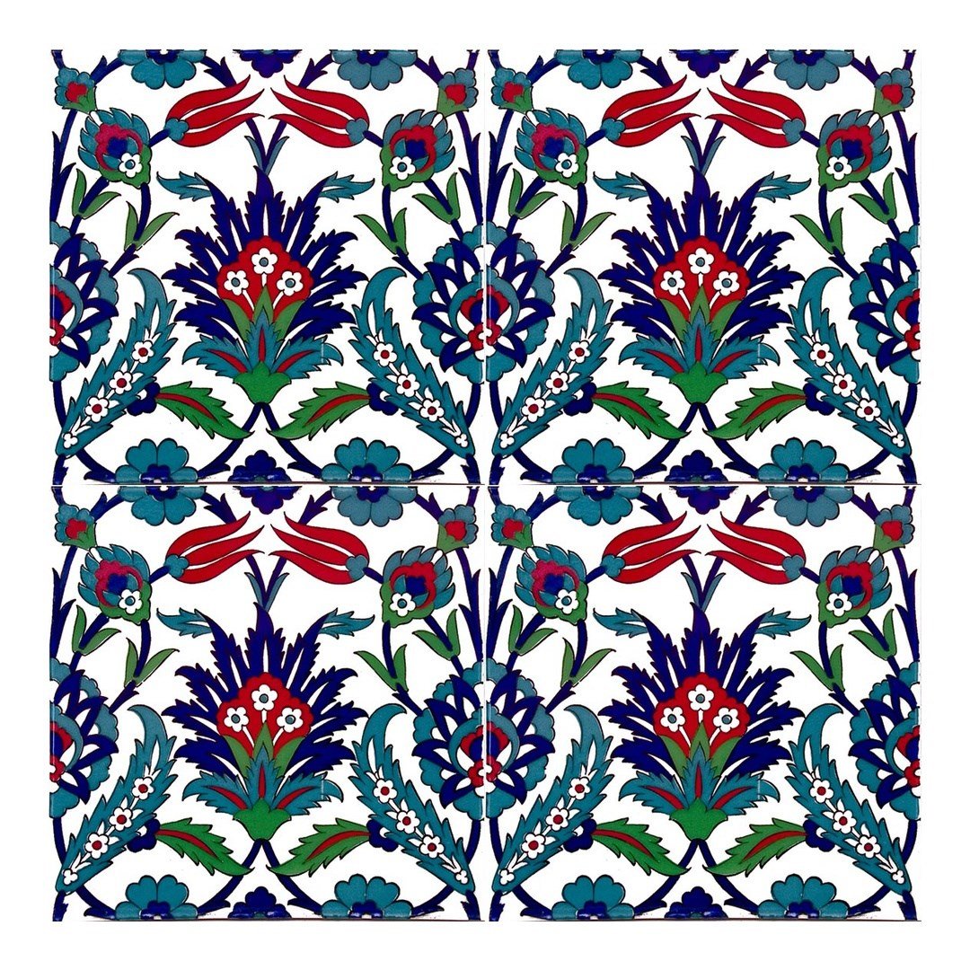 Armada Çini 20x20 Cm Ac 19 Laleli Desen Osmanlı Çini Seramik Karo