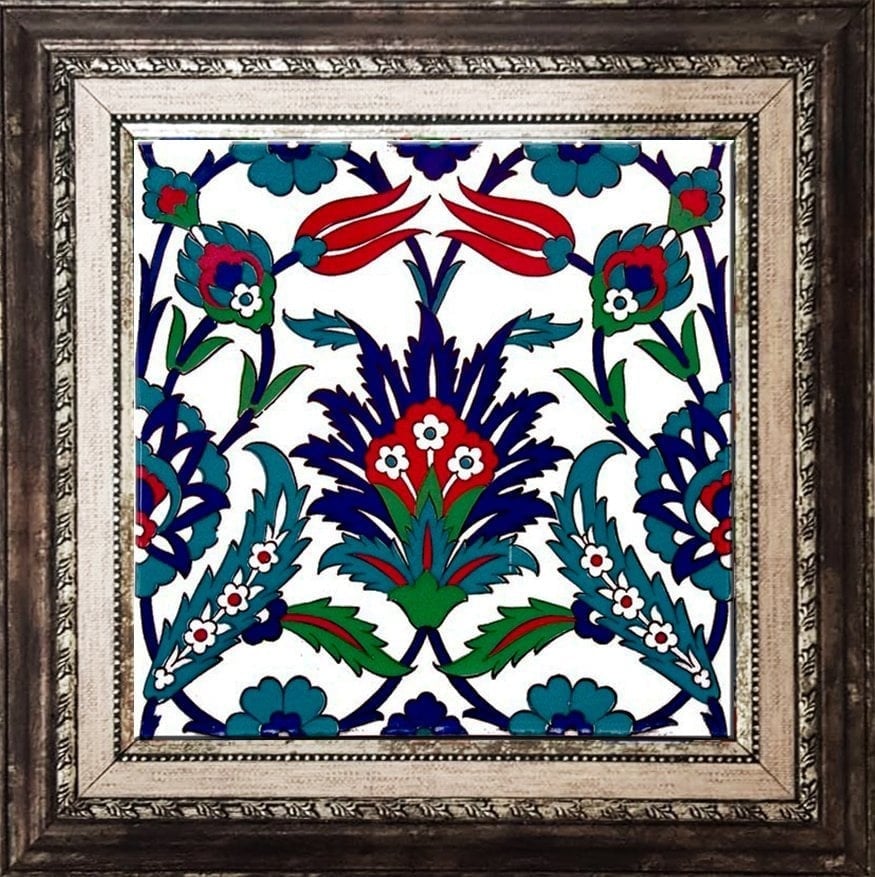 Armada Çini 20x20 Cm Ac 19 Laleli Desen Osmanlı Çini Seramik Karo