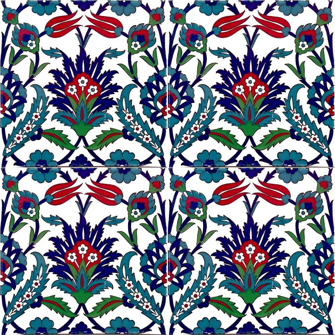 Armada Çini 20x20 Cm Ac 19 Laleli Desen Osmanlı Çini Seramik Karo