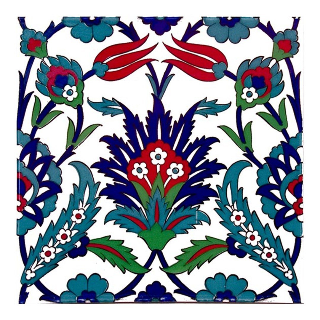 Armada Çini 20x20 Cm Ac 19 Laleli Desen Osmanlı Çini Seramik Karo