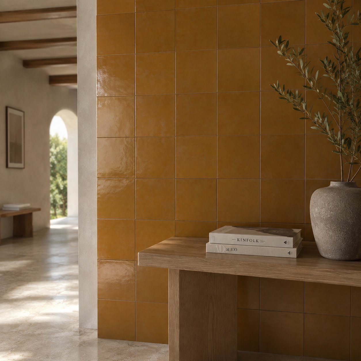 Armada Çini 20x20 Cm Ac 23 Karamel Renk Çini Seramik Karo