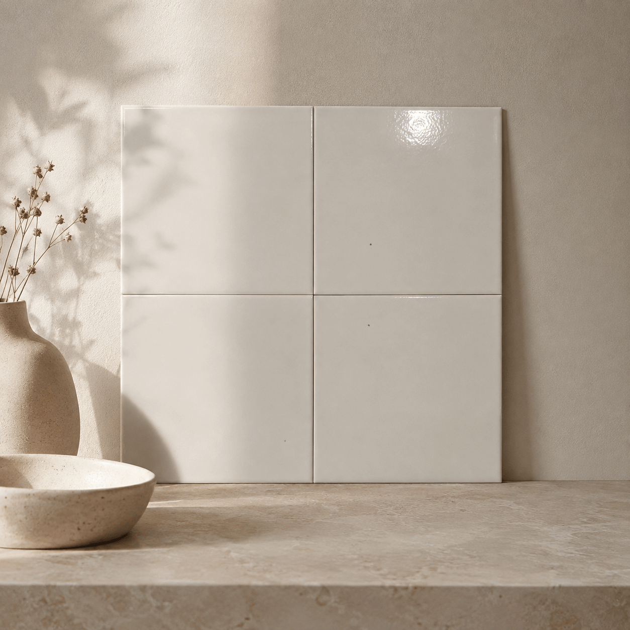 Armada Çini 20x20 Cm Ac 26 Beyaz Desen Kütahya Çini Seramik Karo
