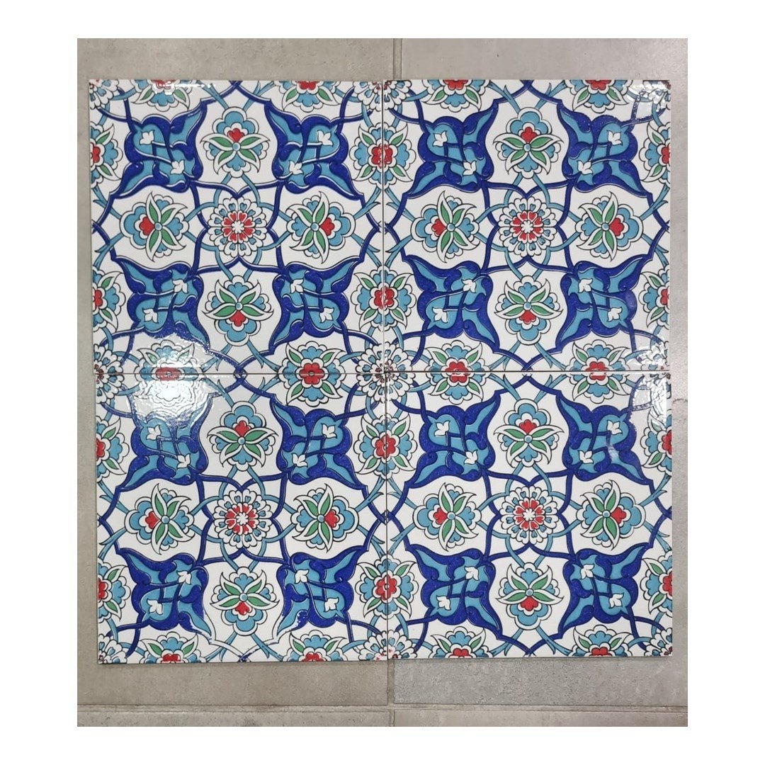 Armada Çini 20x20 Cm Ac 27 Kütahya Çini Rumi Desenli İznik Çini Karo