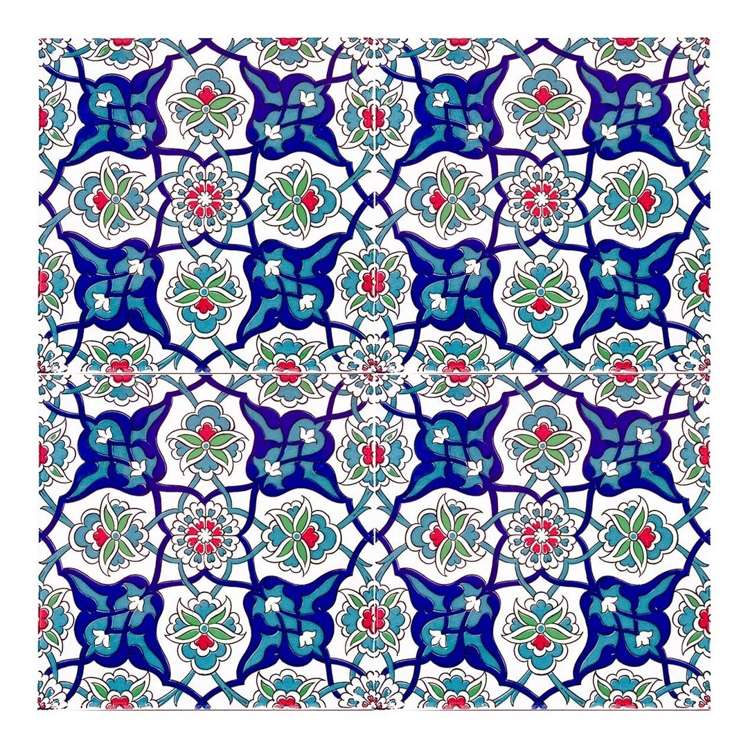 Armada Çini 20x20 Cm Ac 27 Kütahya Çini Rumi Desenli İznik Çini Karo