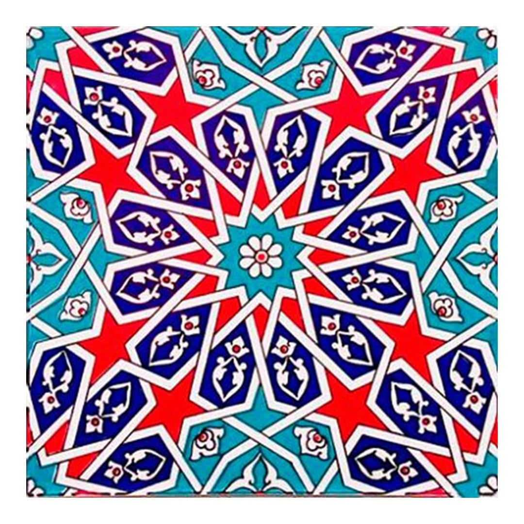 Armada Çini 20x20 Cm Ac 28 Geometrik Desenli İznik Kırmızı Çini Karo