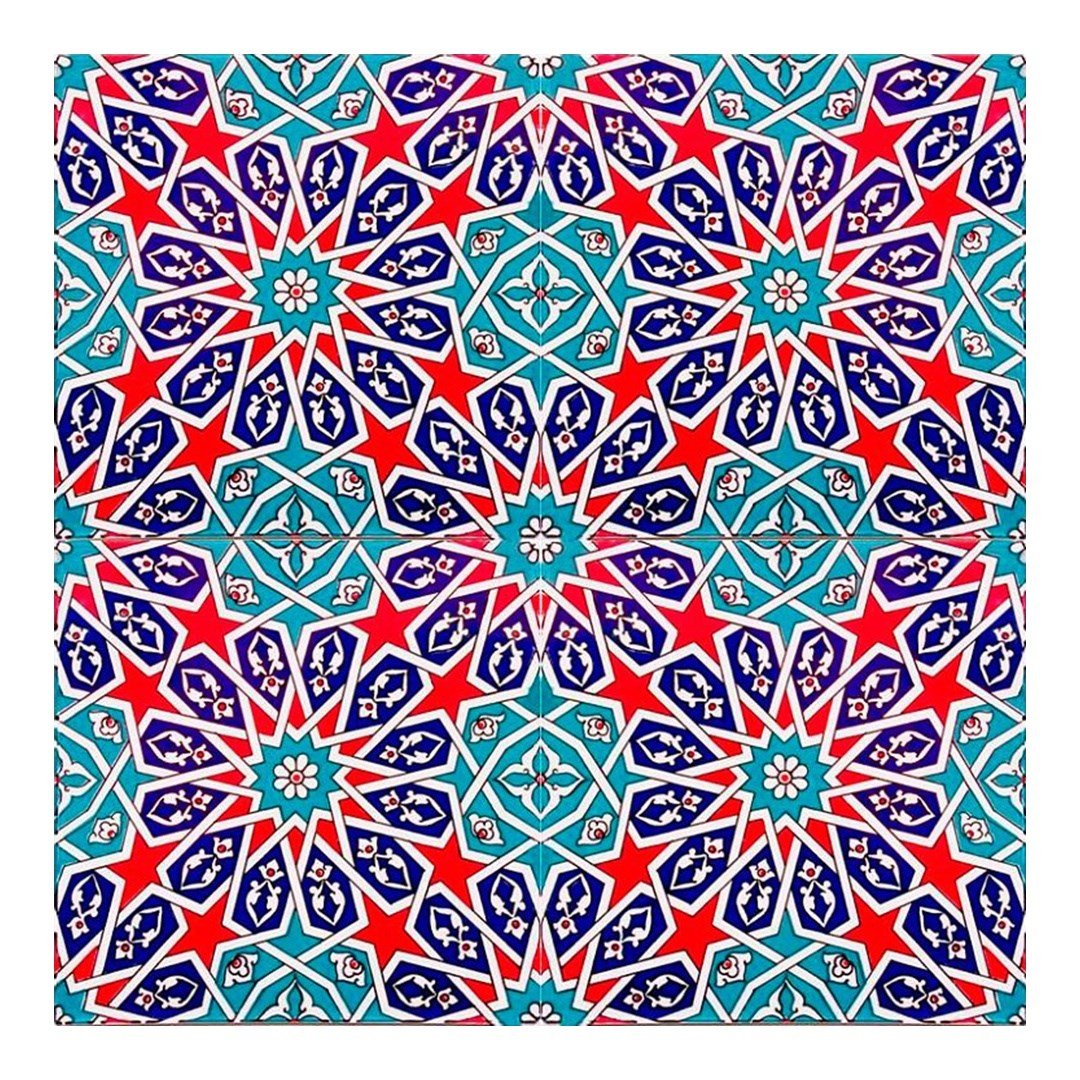 Armada Çini 20x20 Cm Ac 28 Geometrik Desenli İznik Kırmızı Çini Karo