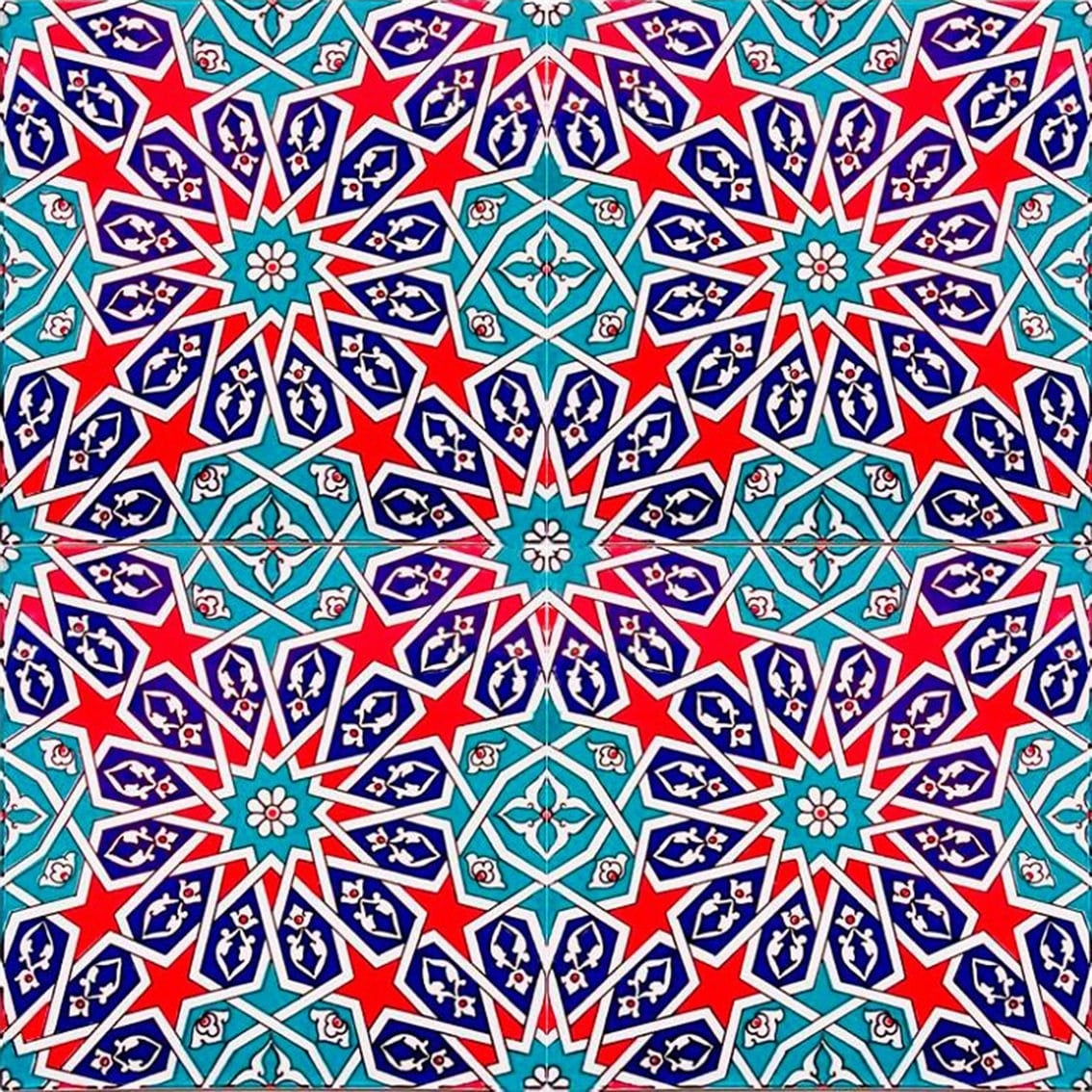 Armada Çini 20x20 Cm Ac 28 Geometrik Desenli İznik Kırmızı Çini Karo