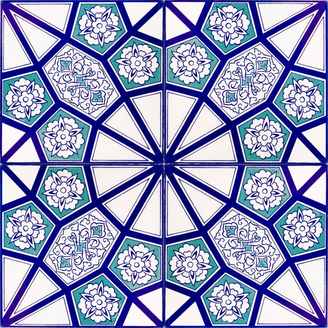 Armada Çini 20x20 Cm AC 3 A Geometrik Mavi Beyaz Desen Çini Karo