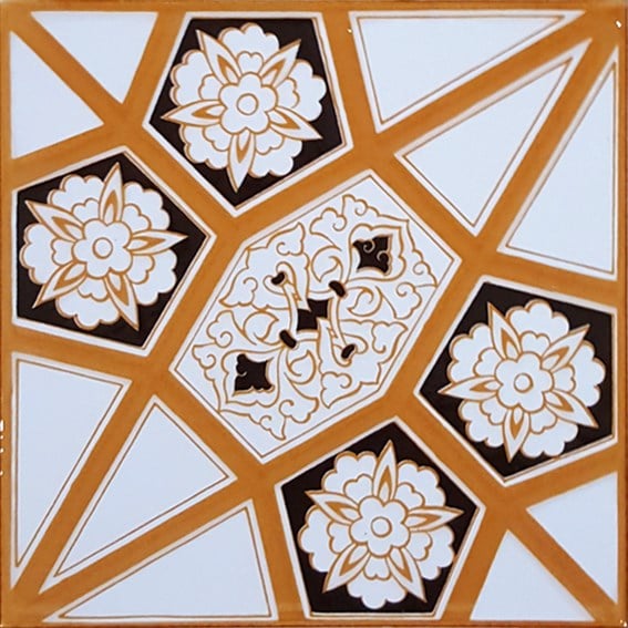 Armada Çini 20x20 Cm AC 3  B Geometrik Sarı Desen Çini Karo