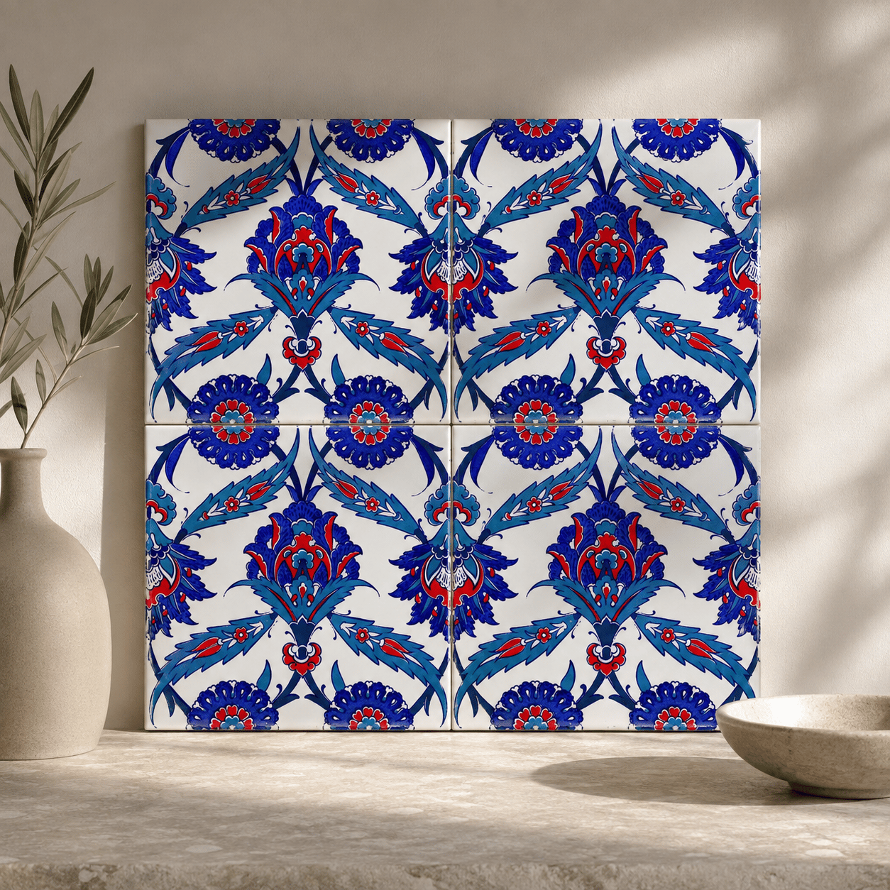 Armada çini 20x20 Cm Ac 30 İznik Desenli Kütahya Çini Karo Seramik