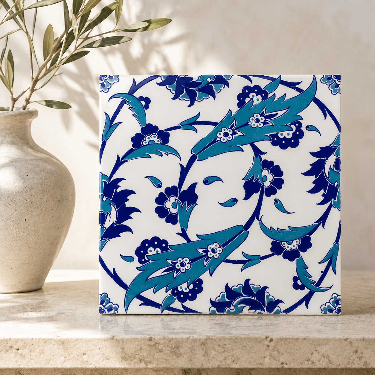 Armada Çini 20x20 Cm Ac 32 Selçuklu Mavi Beyaz Kütahya Çini Karo