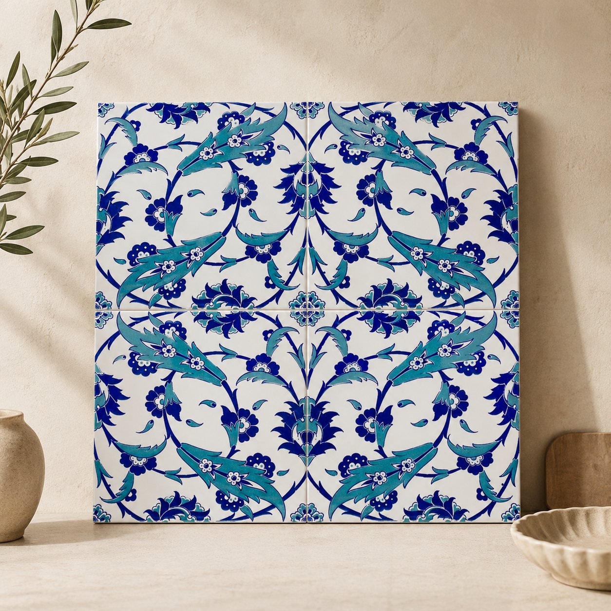 Armada Çini 20x20 Cm Ac 32 Selçuklu Mavi Beyaz Kütahya Çini Karo
