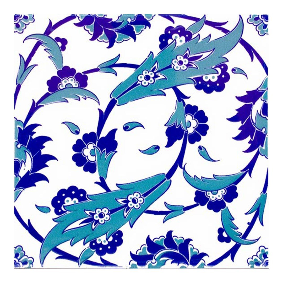 Armada Çini 20x20 Cm Ac 32 Selçuklu Mavi Beyaz Kütahya Çini Karo