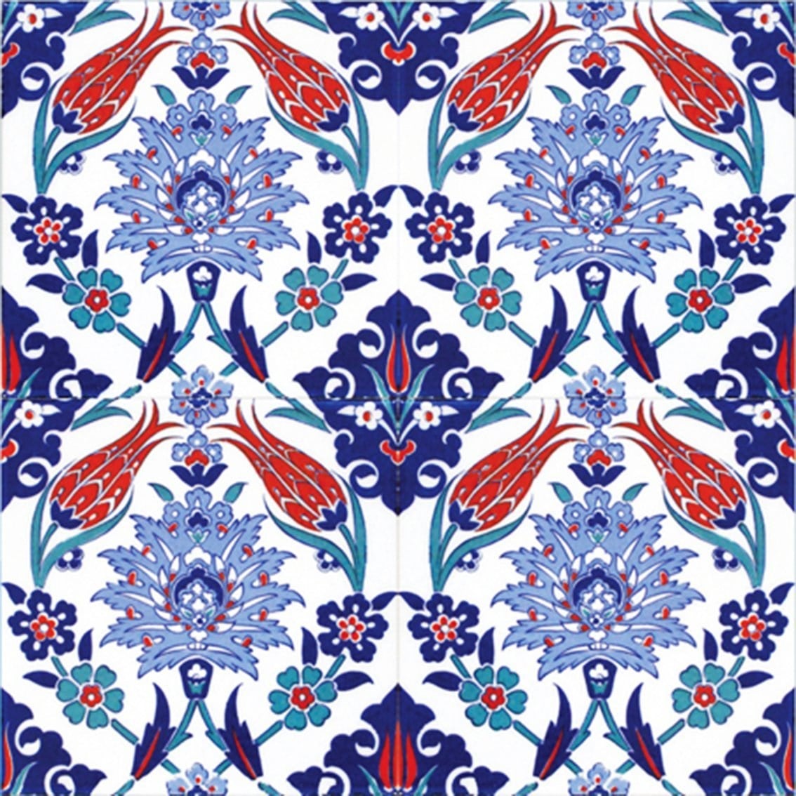 Armada Çini 20X20 Cm Ac 4 İznik Lale Desen Kütahya Çini Karo
