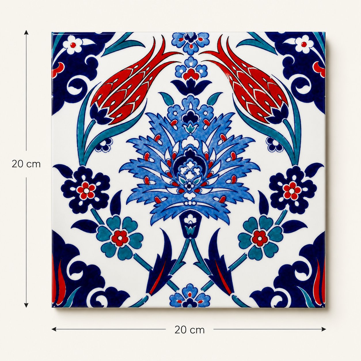 Armada Çini 20X20 Cm Ac 4 İznik Lale Desen Kütahya Çini Karo