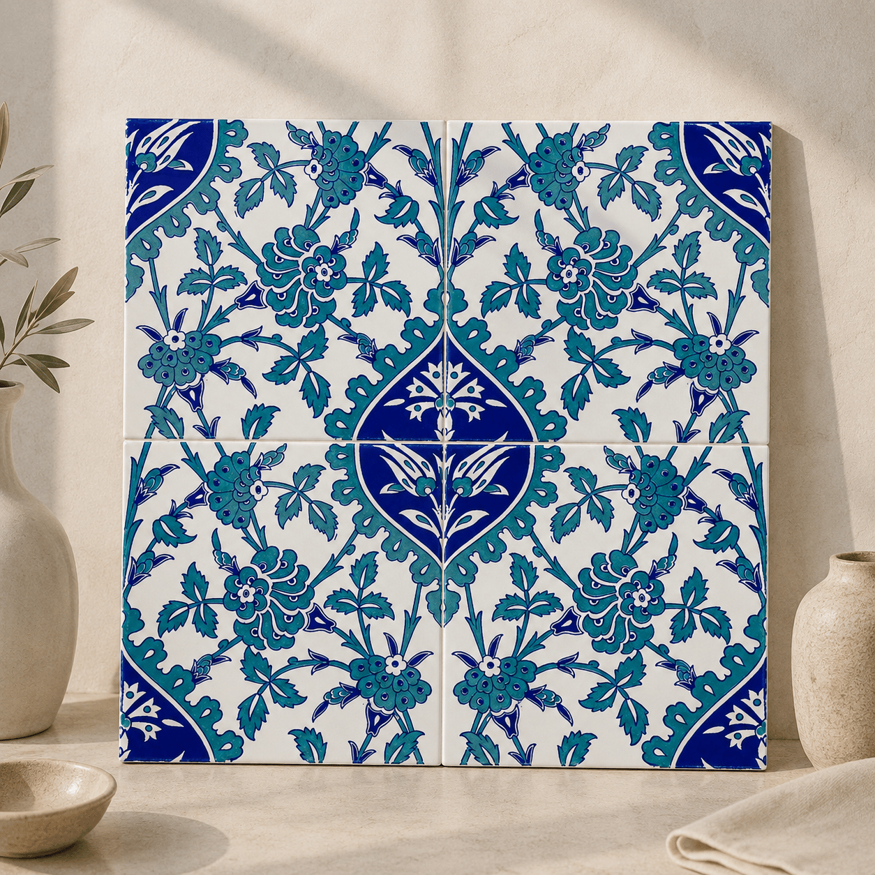 Armada Çini 20x20 Cm Ac 42 İznik Desen Kütahya Çini Karo
