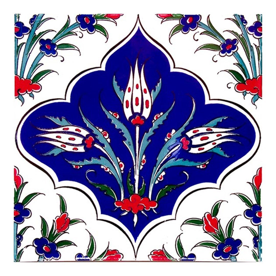 Armada Çini 20x20 Cm Ac 45 Kütahya Çinisi İznik Desenli Çini Karo