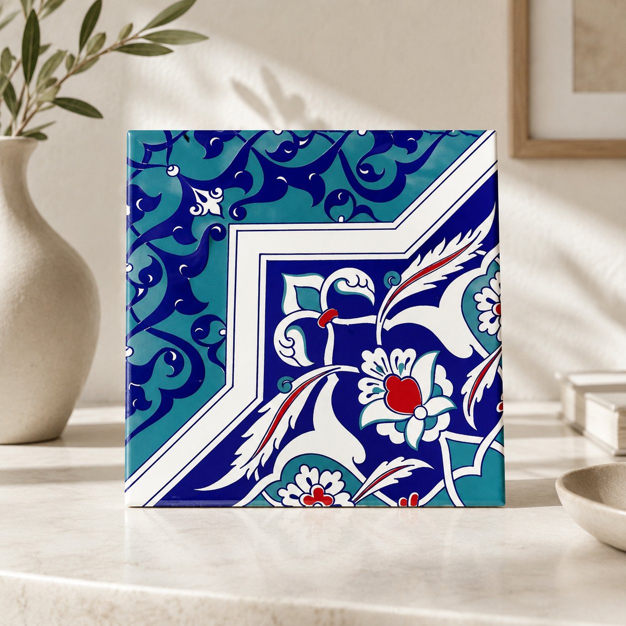 Armada Çini 20x20 Cm Ac 49 Türkmen Yıldız Desenli Kütahya Çini Karo
