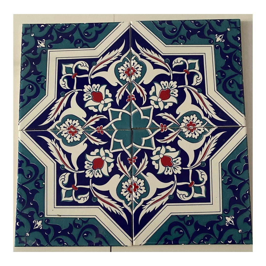 Armada Çini 20x20 Cm Ac 49 Türkmen Yıldız Desenli Kütahya Çini Karo