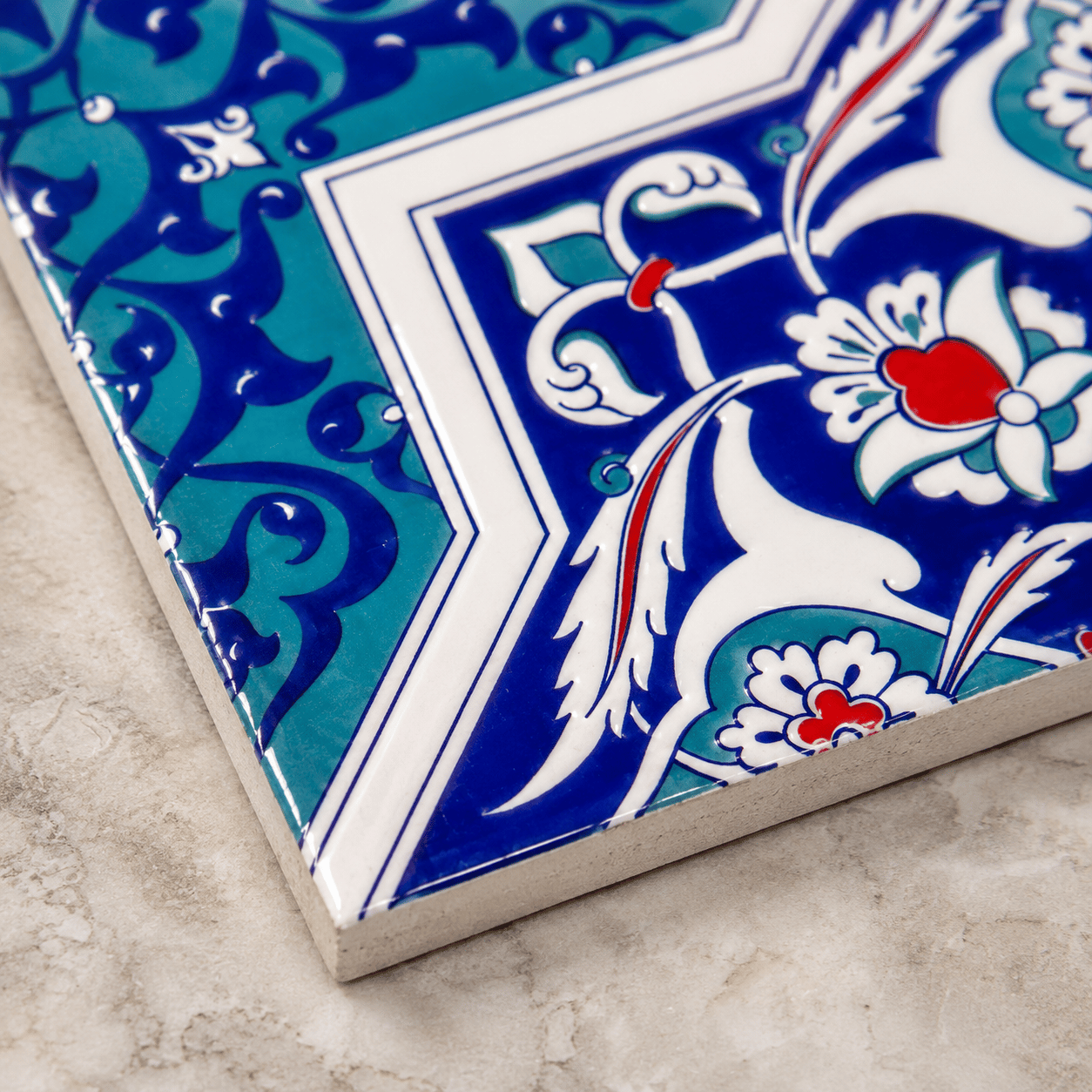 Armada Çini 20x20 Cm Ac 49 Türkmen Yıldız Desenli Kütahya Çini Karo