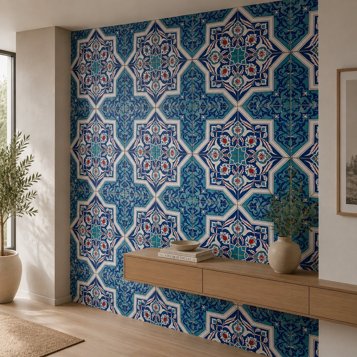 Armada Çini 20x20 Cm Ac 49 Türkmen Yıldız Desenli Kütahya Çini Karo