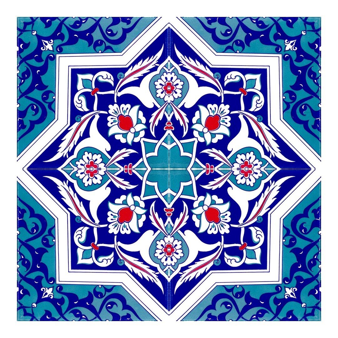 Armada Çini 20x20 Cm Ac 49 Türkmen Yıldız Desenli Kütahya Çini Karo