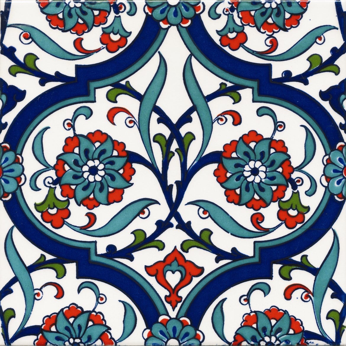 Armada Çini 20x20 Cm Ac 56 Kütahya Çinisi İznik Desenli Çini Karo