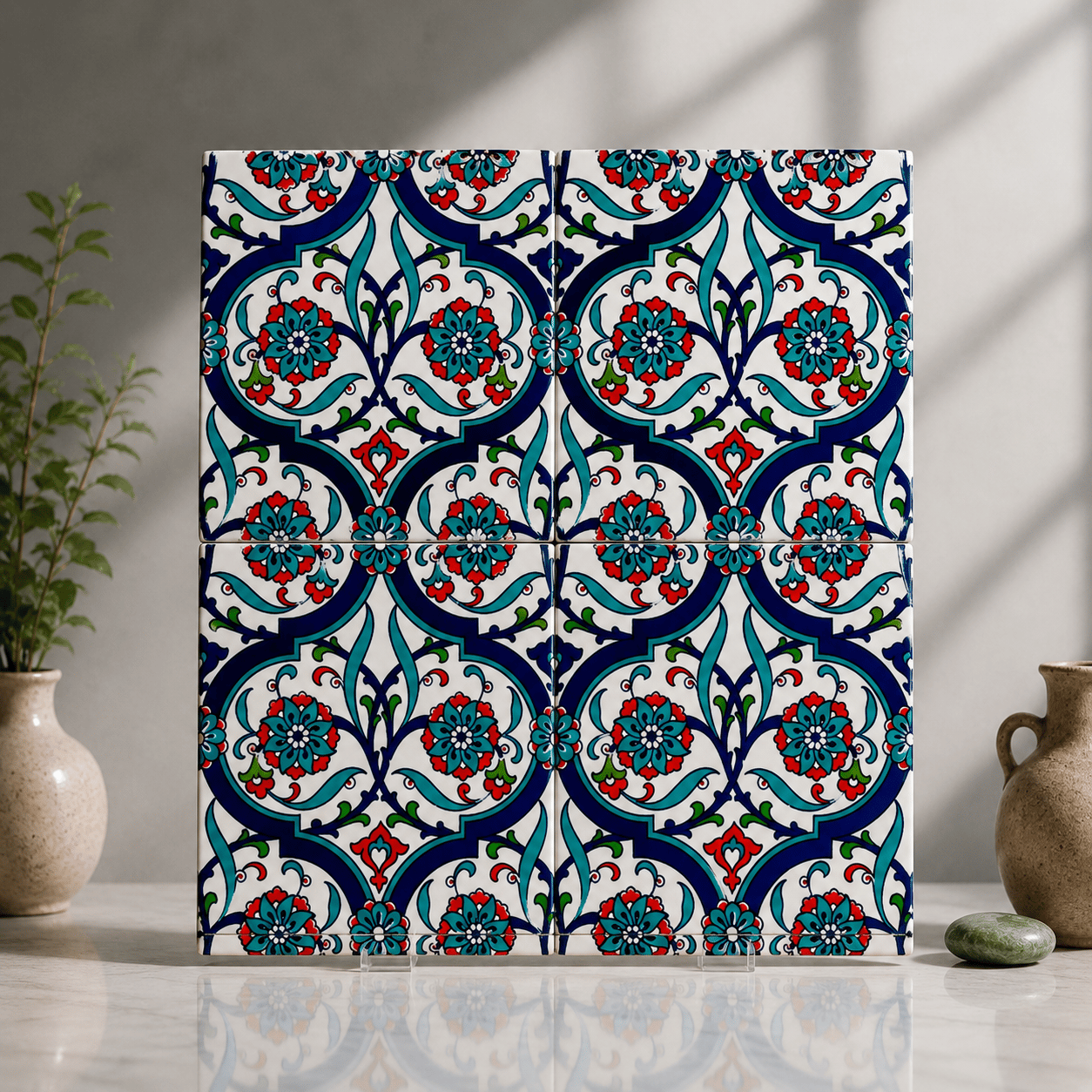 Armada Çini 20x20 Cm Ac 56 Kütahya Çinisi İznik Desenli Çini Karo
