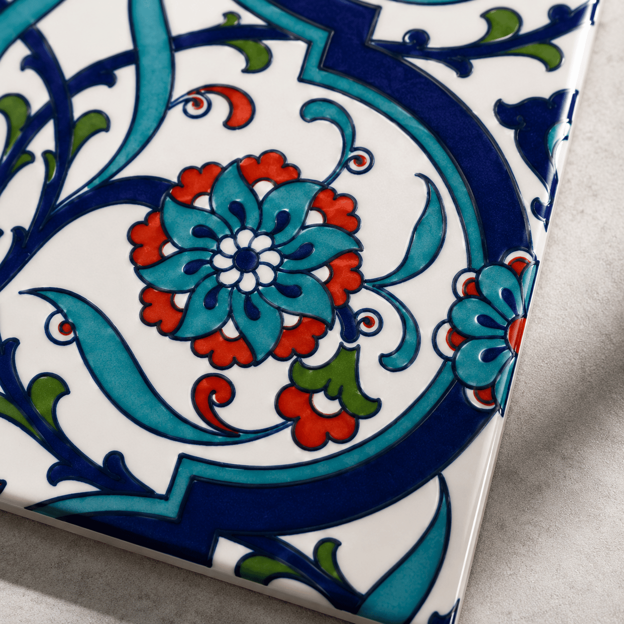 Armada Çini 20x20 Cm Ac 56 Kütahya Çinisi İznik Desenli Çini Karo
