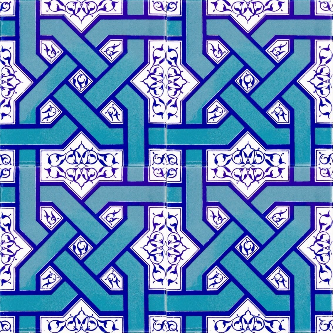 Armada Çini 20x20 Cm Ac 6 Selçuklu Turkuaz Zincir Geçme  Çini Karo