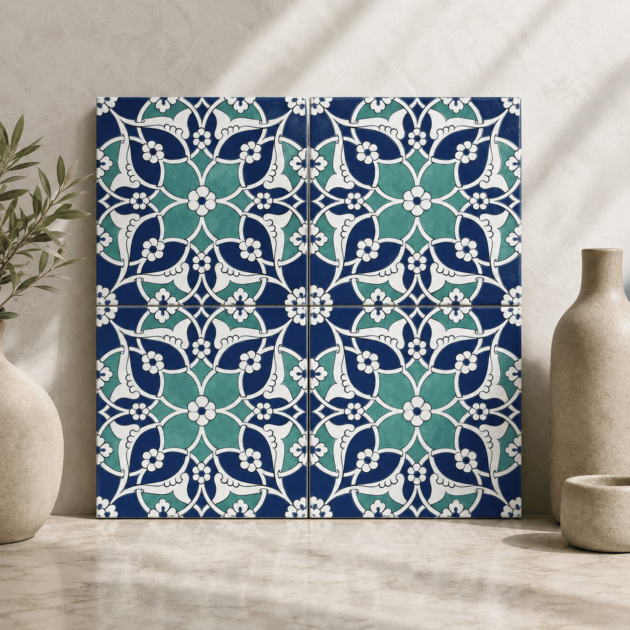 Armada Çini 20x20 Cm Ac 80 Selçuklu İznik Desen Kütahya Çini Karo
