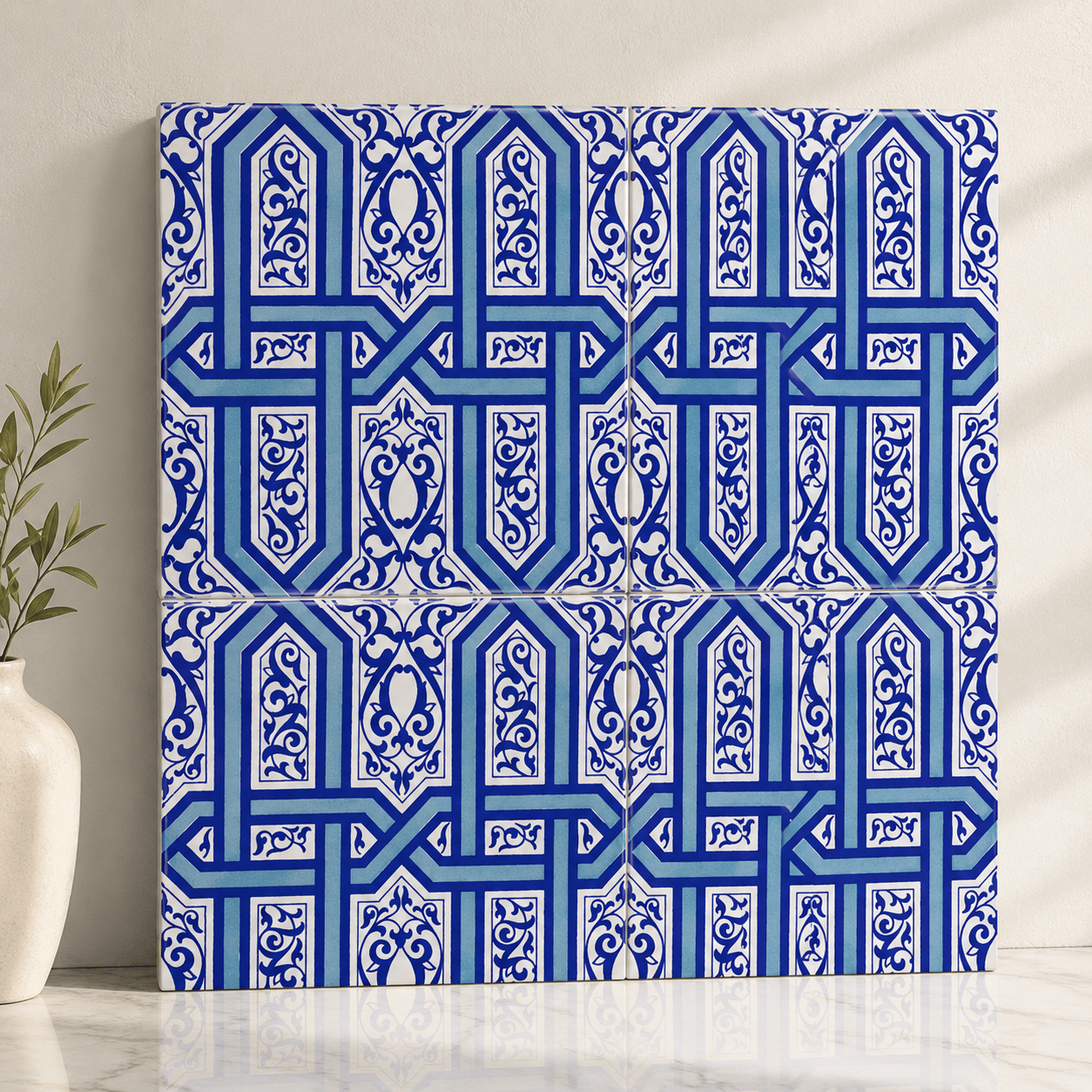 Armada Çini 20x20 Cm Ac 9 Selçuklu Mavi Zincir Desenli Çini Karo