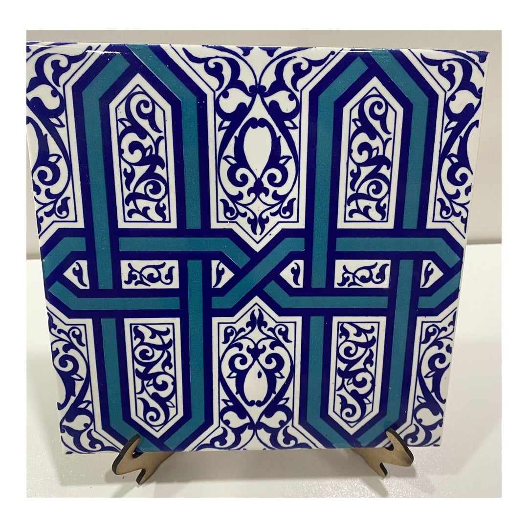 Armada Çini 20x20 Cm Ac 9 Selçuklu Mavi Zincir Desenli Çini Karo
