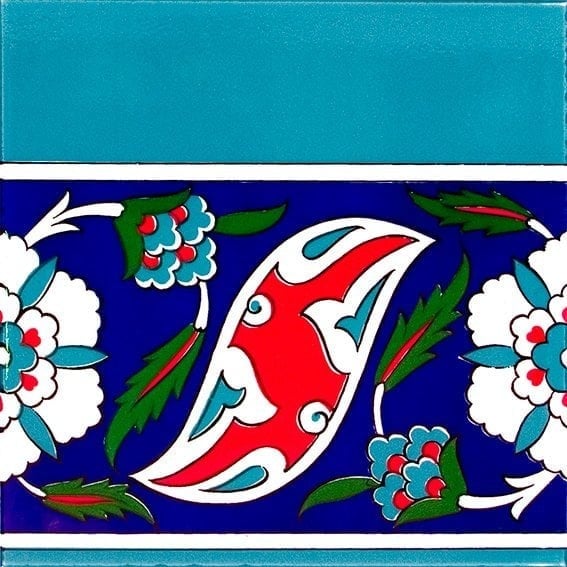 Armada Çini 20x20 Cm KS 21 İznik Rumi Desenli Seramik Çini Bordür