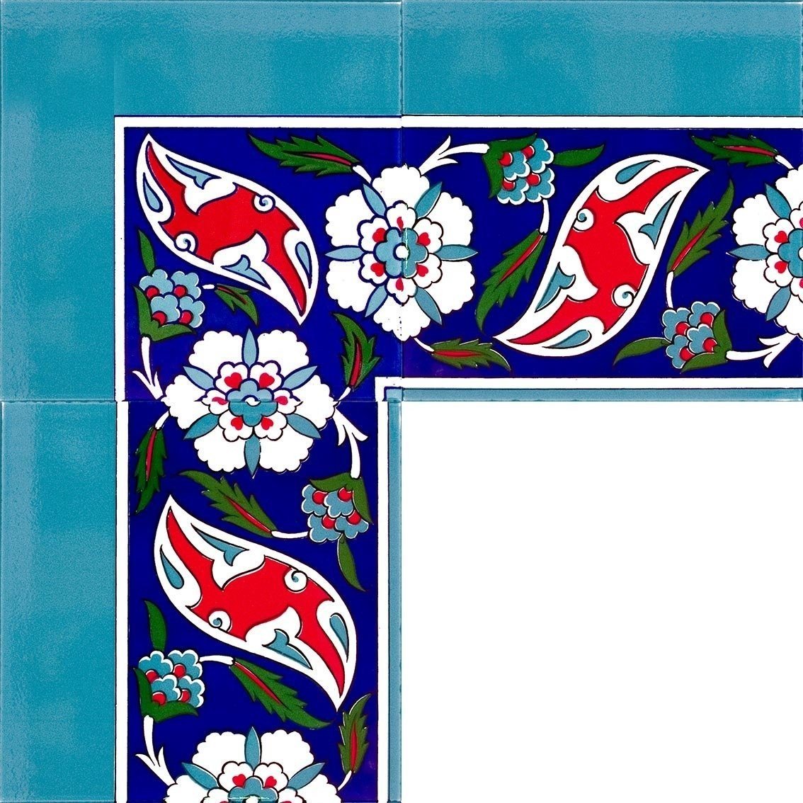 Armada Çini 20x20 Cm KS 21 İznik Rumi Desenli Seramik Çini Bordür