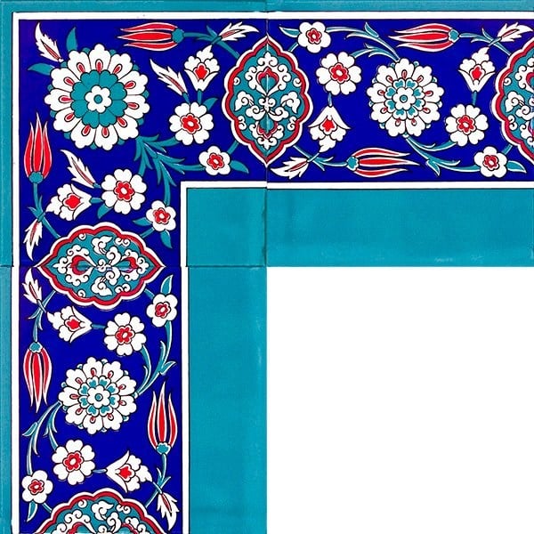Armada Çini 20x20 Cm KS 24 Osmanlı Çiçek Desen Seramik Çini Bordür