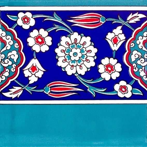 Armada Çini 20x20 Cm KS 24 Osmanlı Çiçek Desen Seramik Çini Bordür