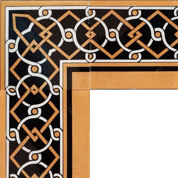 Armada Çini 20x20 cm KS 77 Zincir Desen Kütahya İznik Çini Bordür