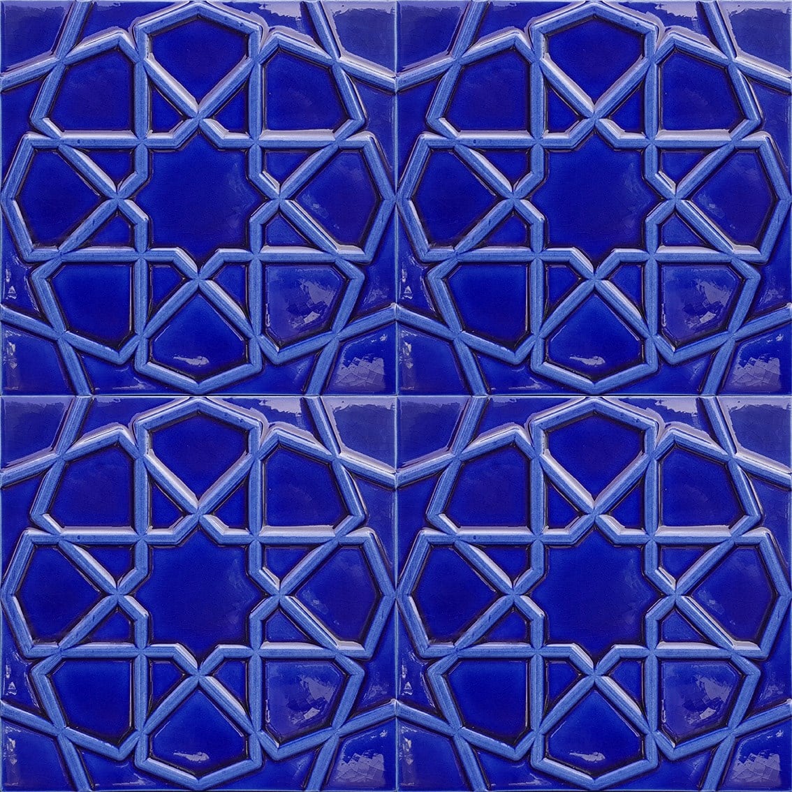Armada Çini 20x20 Cm Rölyefli Kobalt Selçuklu Yıldızı Deseni Çini Karo