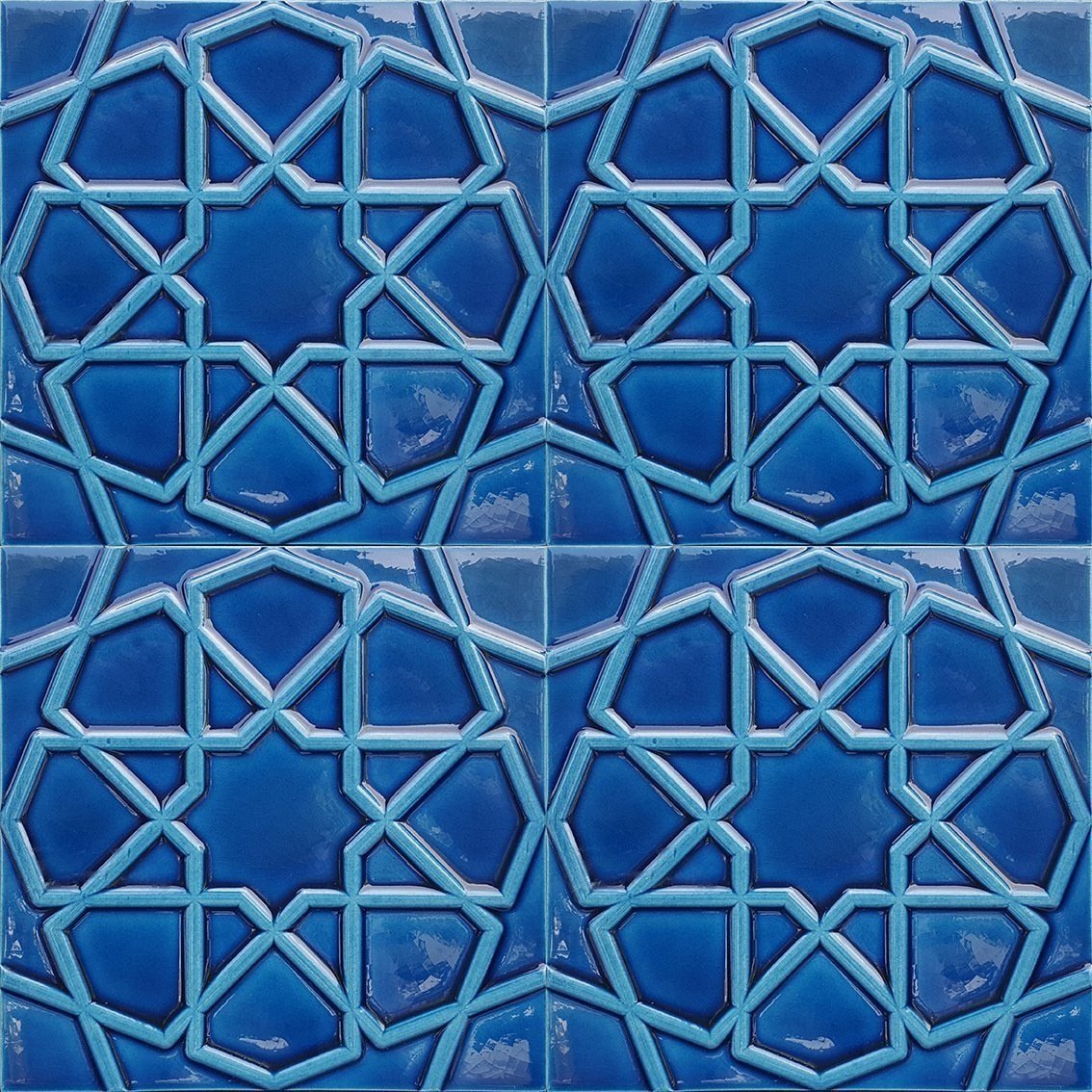 Armada Çini 20x20 Cm Rölyefli Kobalt Selçuklu Yıldızı Deseni Çini Karo