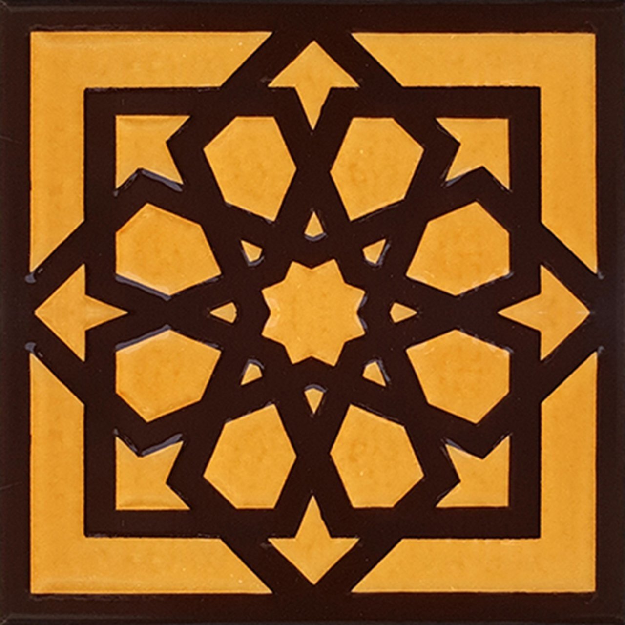 Armada Çini 20x20 Cm SP 101 Kahve Türk Yıldızı Kütahya İznik Çini Karo