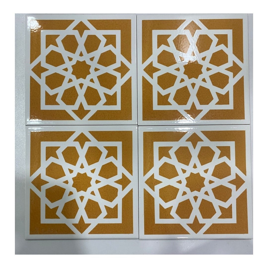 Armada Çini 20x20 Cm SP 101 Sarı Türk Yıldızı Kütahya İznik Çini Karo