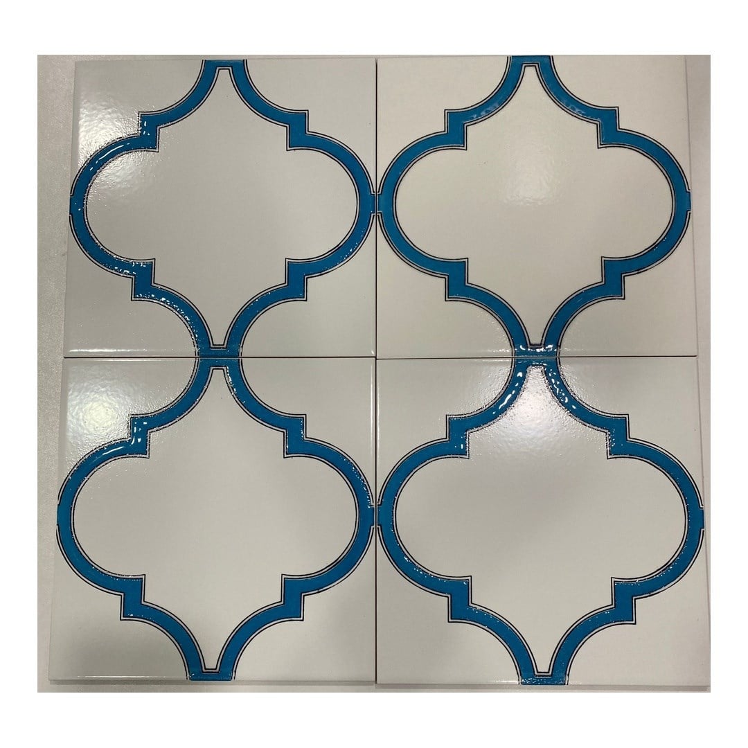 Armada çini 20x20 cm SP 103 Arabesk Mavi Beyaz Desenli Kütahya çini
