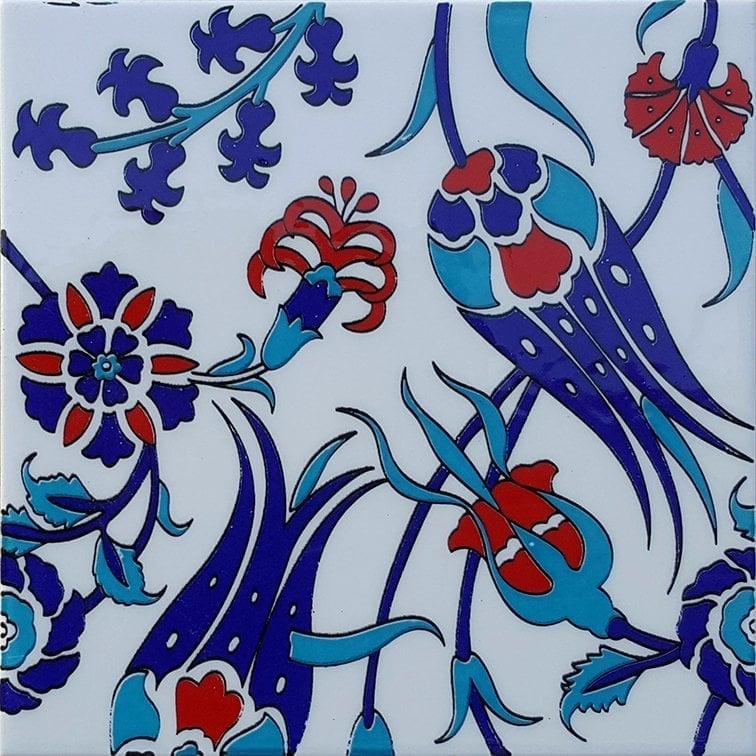 Armada Çini 20x20 Cm SP 105 Lale Çiçek Desen Kütahya İznik Çini Karo