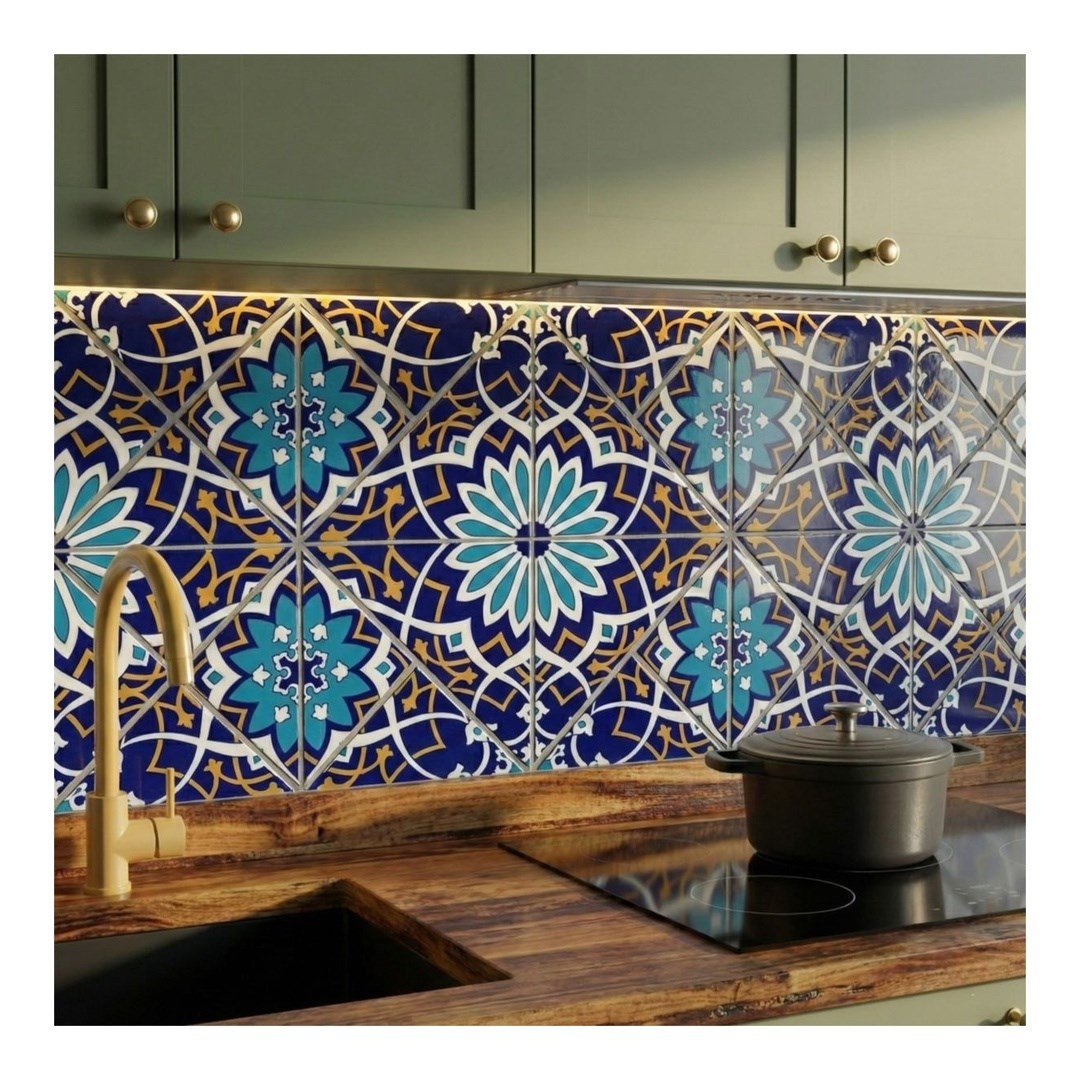 Armada Çini 20x20 Cm SP 202  Çiçek Desen Kütahya İznik Çini Karo