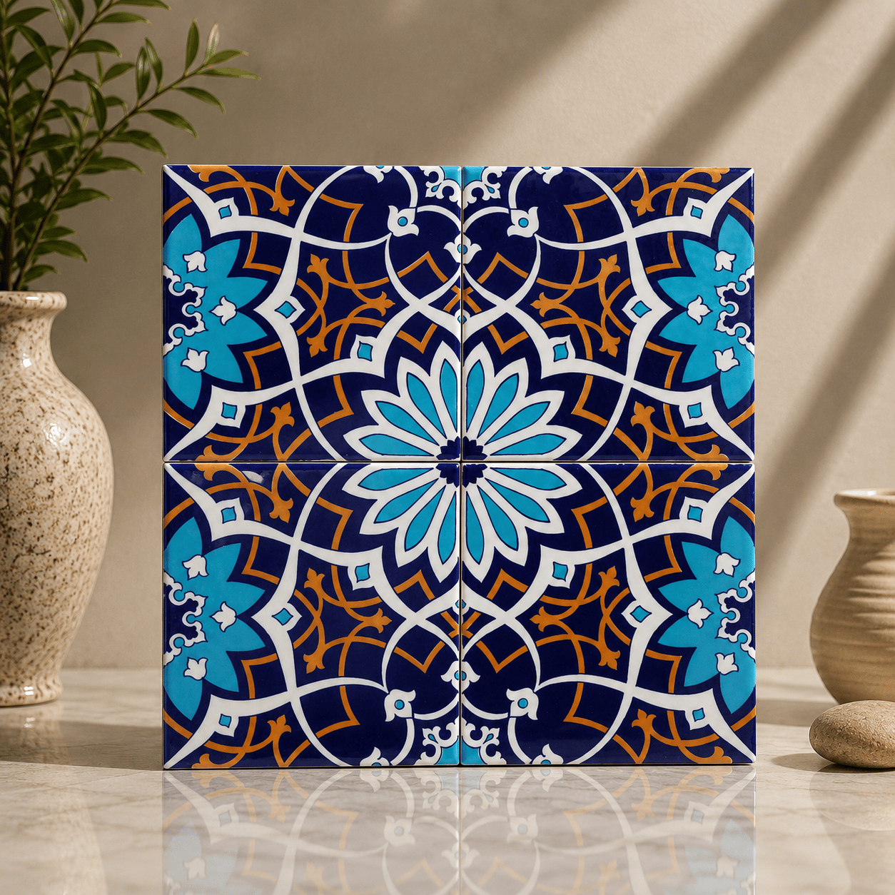 Armada Çini 20x20 Cm SP 202  Çiçek Desen Kütahya İznik Çini Karo