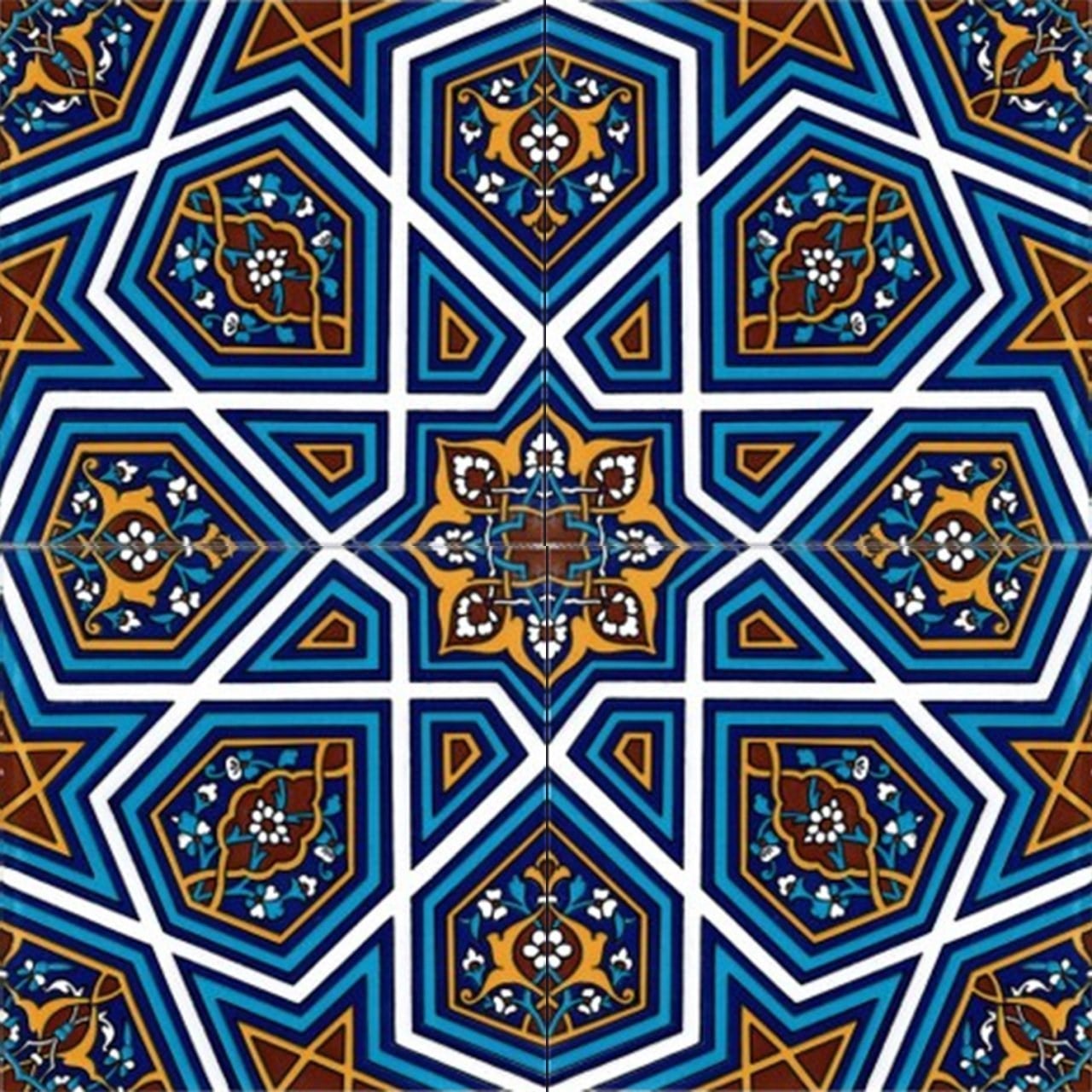 Armada Çini 20x20 Cm SP 48 Kütahya Çinisi Selçuklu Desenli Çini Karo